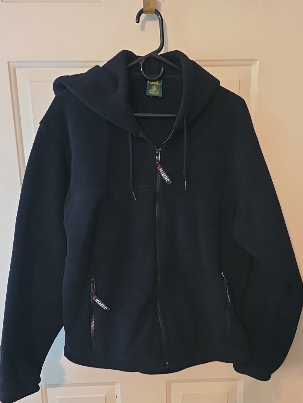 Cabelas Polartec Men's Black Full-Zip Hooded Fleece Jacket